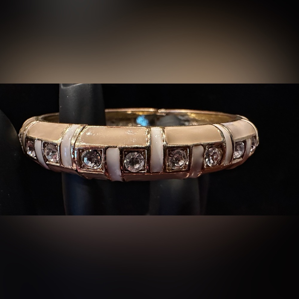 Cream, white and clear stone bangle